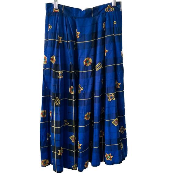 Vintage Pleated Atlantic Star Plaid Luxe Print Midi Skirt size S/M 6/8 small - Picture 8 of 8